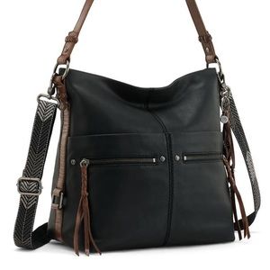 Saks black leather Ashland Bucket bag/crossbody